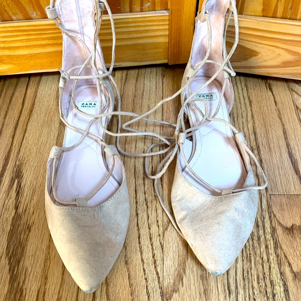 Zara tie up flats